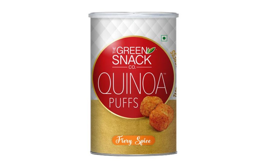 The Green Snack Co Quinoa Puffs, Fiery Spice    Tin  40 grams